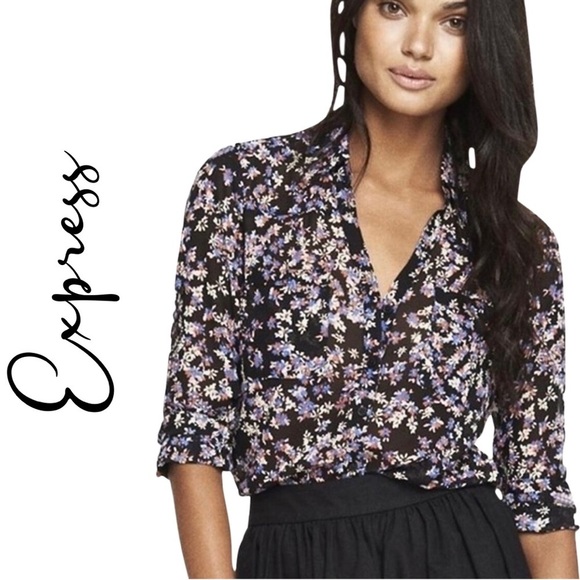 Express Tops - 𝅺Express The Portofino Liberty Dark Floral Shirt